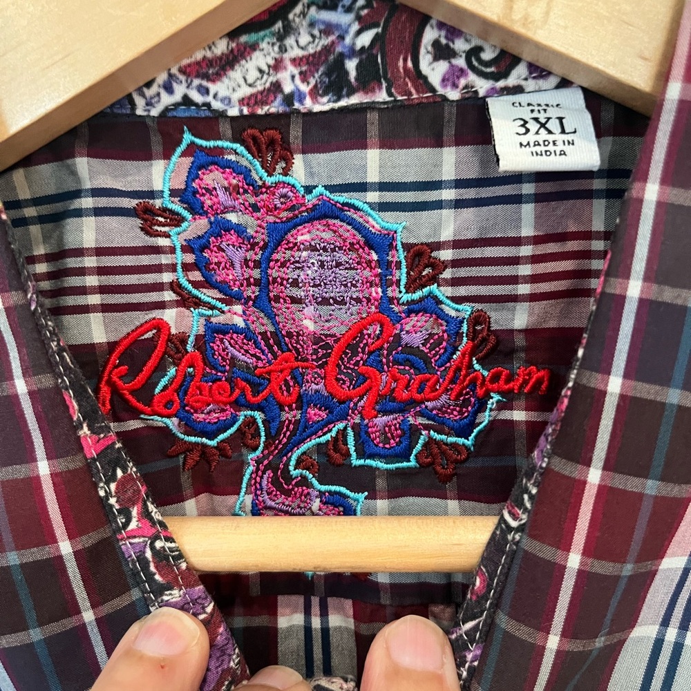 Robert Graham Button Down Plaid Pasiley Dress Shi… - image 4